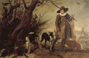 WILDENS, Jan A Hunter with Dogs Against a Landscape Spain oil painting artist
